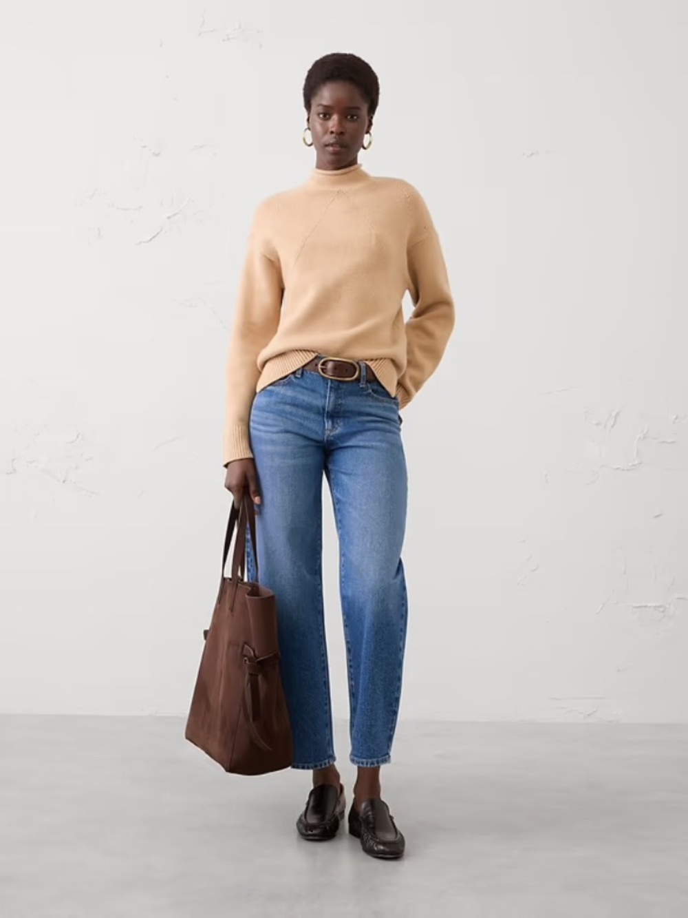 NWT PERFECTLY SOFT ROLL-NECK SWEATER SIZE S CAMEL